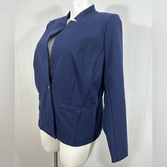 Eloquii Blazer Womens Sz 18 Navy Blue Single Breasted One Button Closure Jacket - Picture 3 of 13